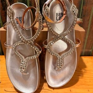 Bibi Lou Shimmering Silver Rhinestone Sandals